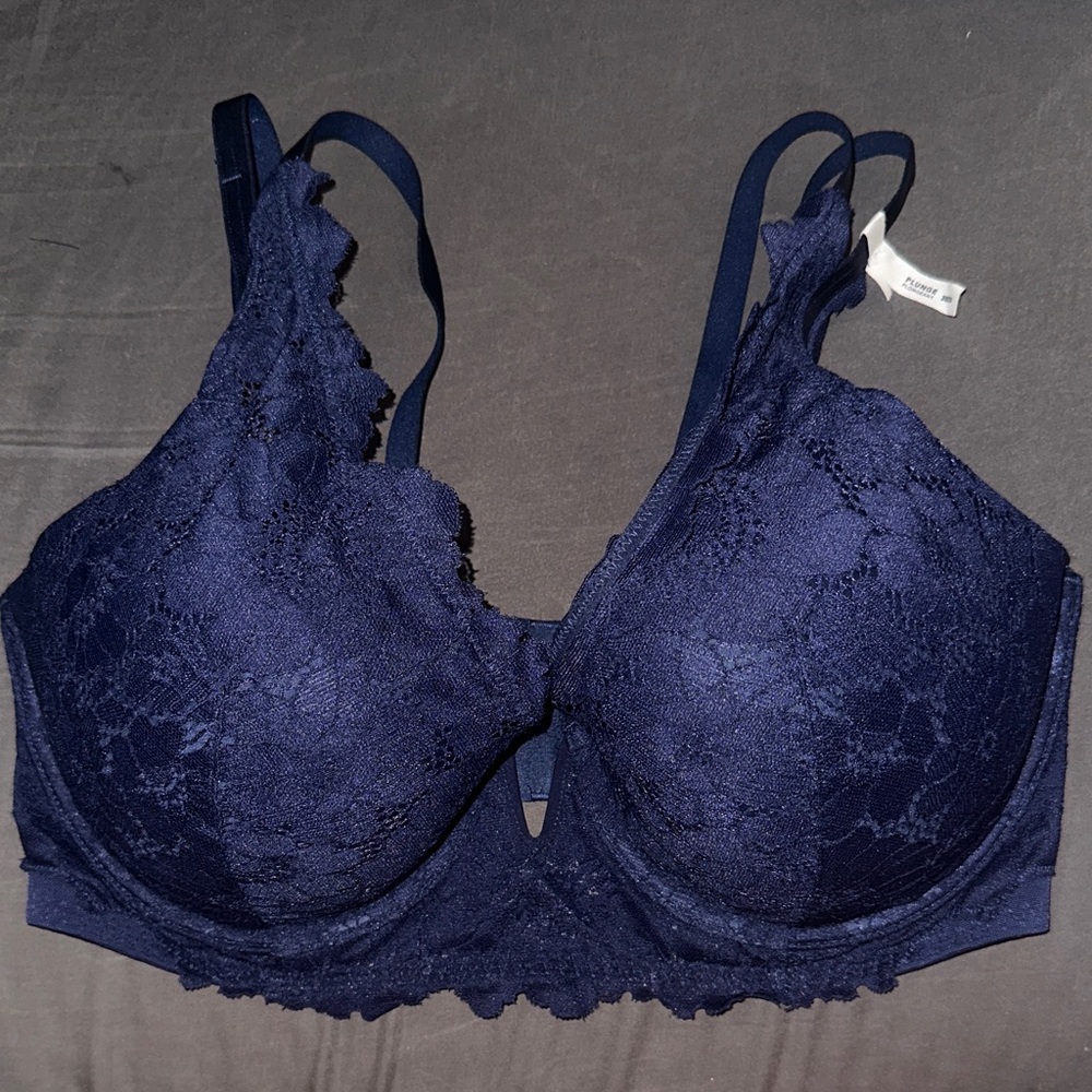Aerie Plunge Midnight Blue Lace Bra